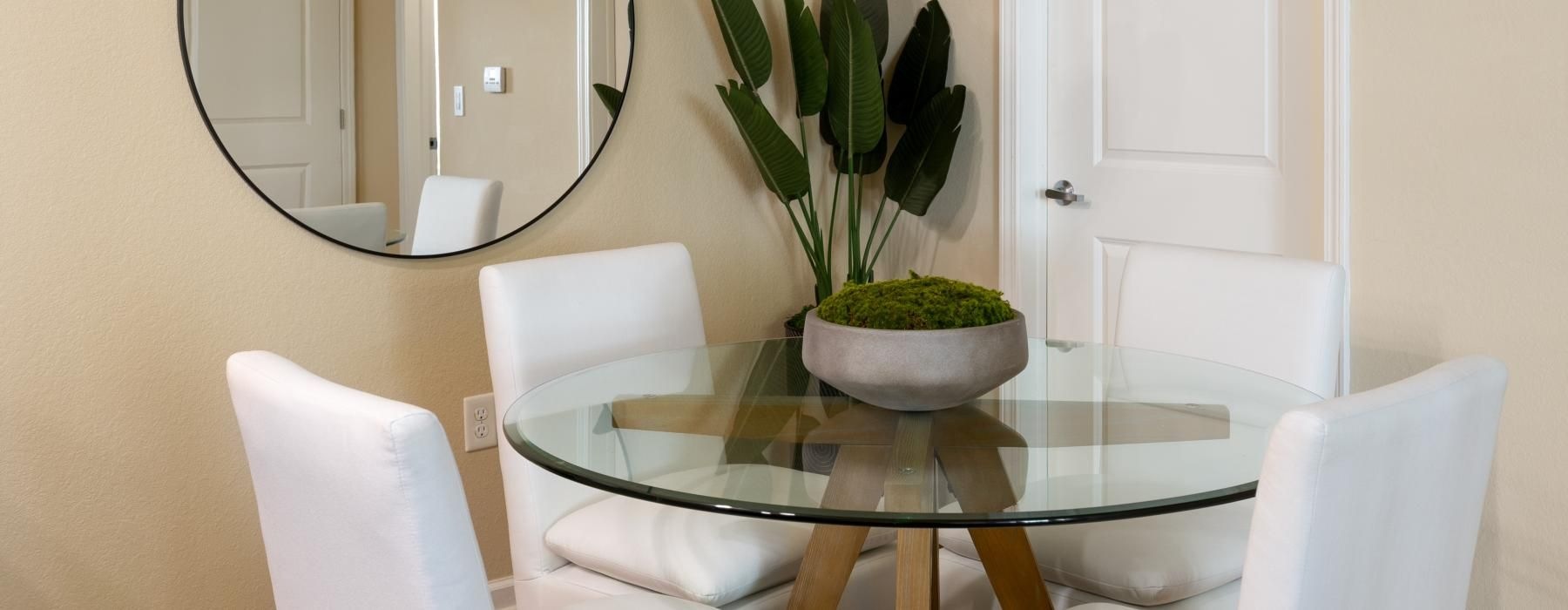 a table with a plant on it